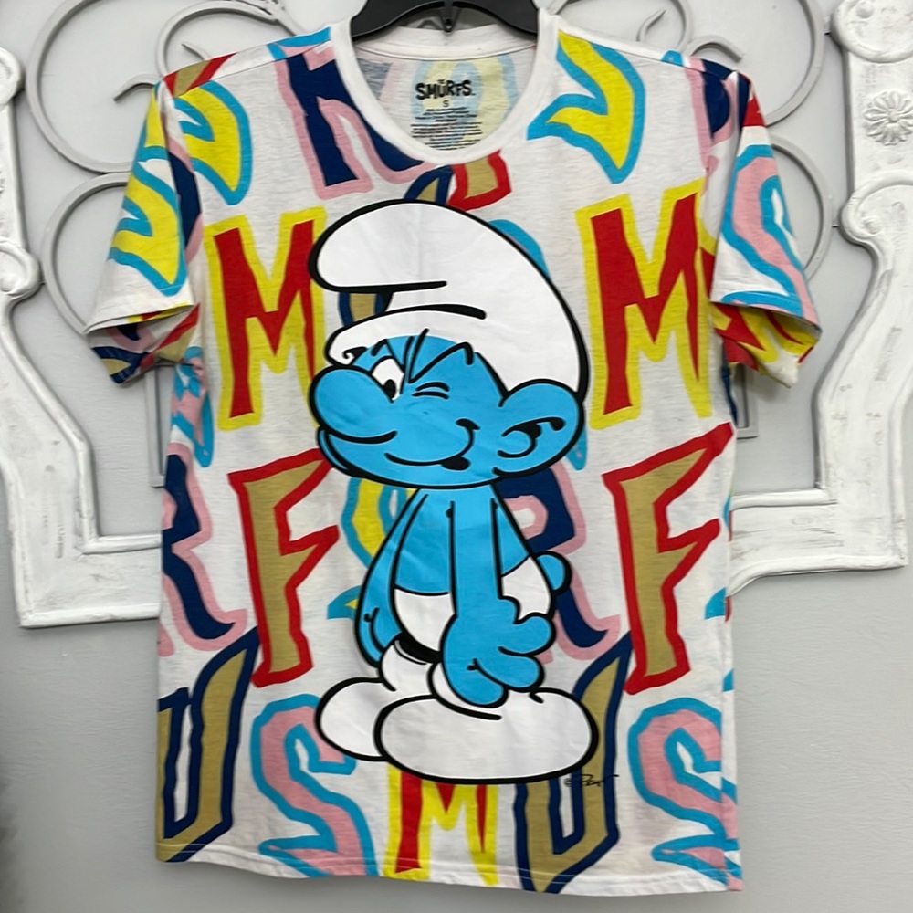 The Smurfs Graffiti White T-shirt Size Small